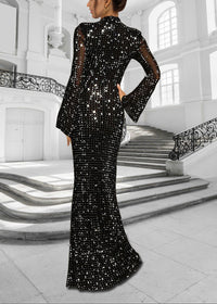 Bastian Long Sleeve Crystal Mesh Dress