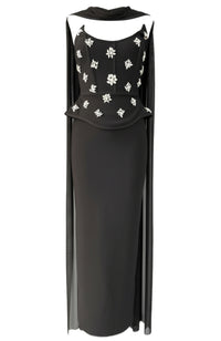 Implexa Strapless Crystal Peplum Maxi Dress In Black