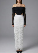 Bradwin Long Sleeve Draped Bardot Maxi Dress