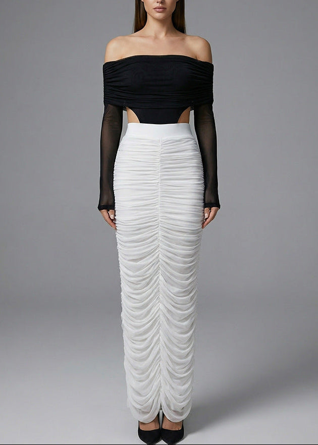 Bradwin Long Sleeve Draped Bardot Maxi Dress