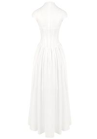 Sarayi Structured Mesh A Line Maxi Dress In White