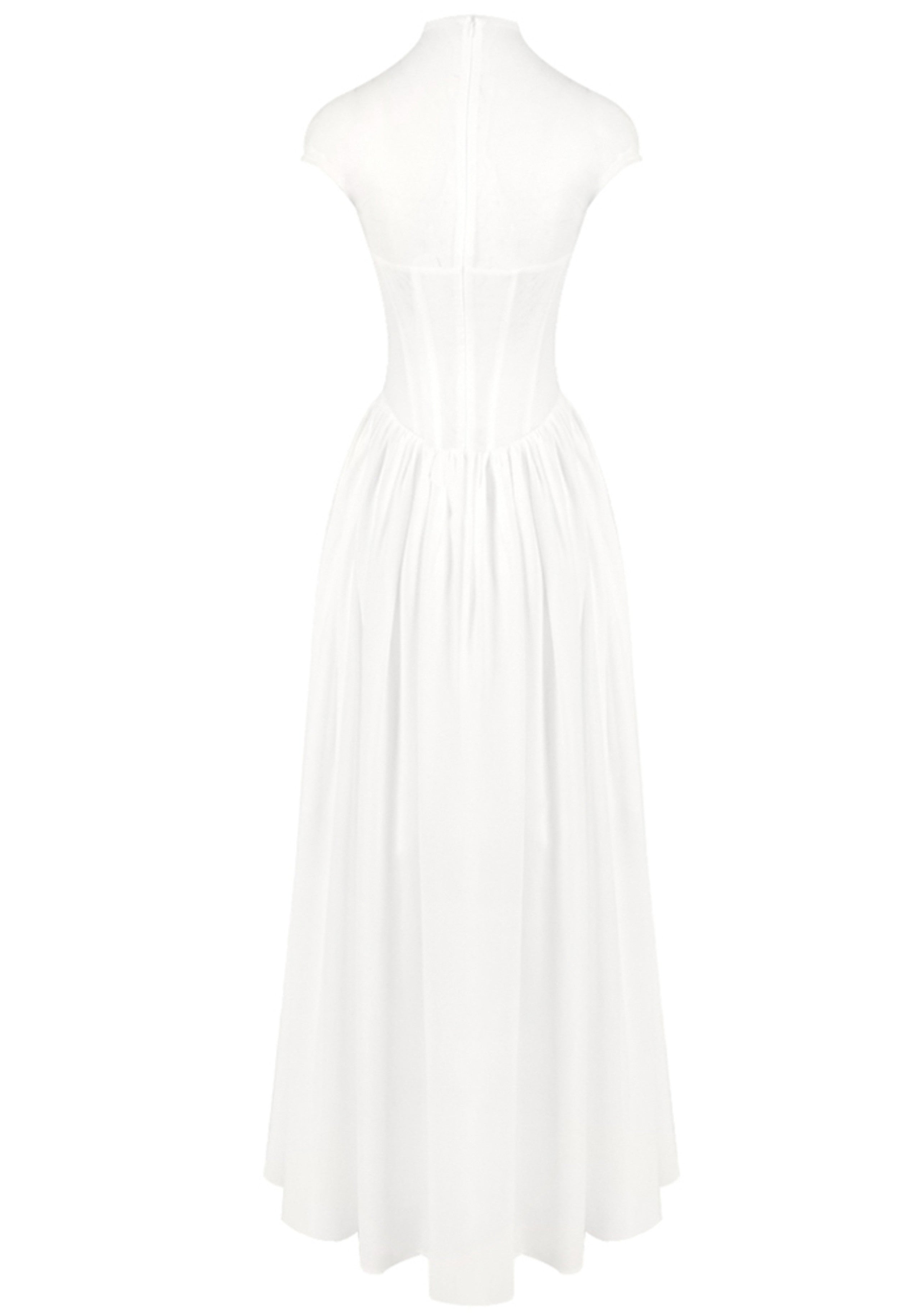 Sarayi Structured Mesh A Line Maxi Dress In White