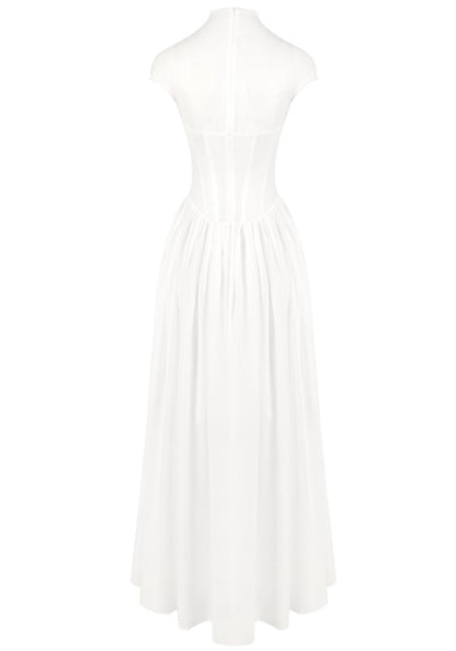 Sarayi Structured Mesh A Line Maxi Dress In White