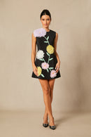 Cesca Floral Applique Sleeveless Mini Dress