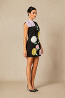 Cesca Floral Applique Sleeveless Mini Dress