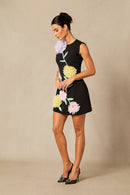 Cesca Floral Applique Sleeveless Mini Dress