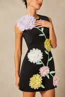 Cesca Floral Applique Sleeveless Mini Dress