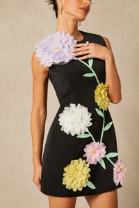 Cesca Floral Applique Sleeveless Mini Dress