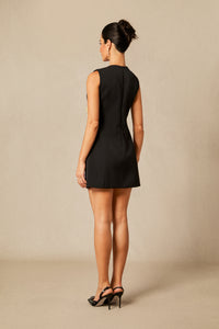Cesca Floral Applique Sleeveless Mini Dress