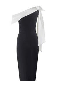 Ryxalia Bow One Shoulder Bandage Dress In Black