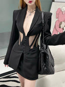 Flavio V-Neck Corset Jacket In Black