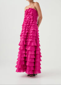 Corthos Strapless Layered Maxi Dress In Pink