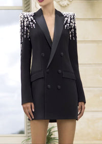 Nachla Embellished Shoulder Blazer Dress In Black