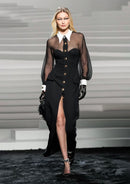 Rufus Mesh Buttoned Cardigan Maxi Dress