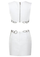 Hummer Crystal Chain Mini Dress In White