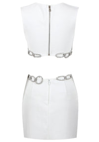 Hummer Crystal Chain Mini Dress In White