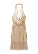Diapason Rhinestone Mesh Mini Dress