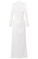 Calyx Long Sleeves Draped Detail Maxi Dress In White