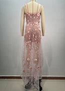 Averill Spaghetti Flower Split Maxi Dress