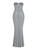 Radek Mint Rhinestone Strapless Maxi Dress