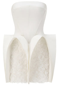 Jasmijn Strapless Floral Mini Dress In White