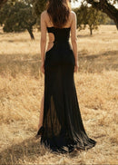 Qavrix One Shoulder Draped Maxi Dress