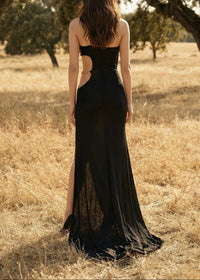 Qavrix One Shoulder Draped Maxi Dress