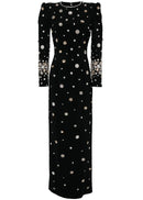 Agrafena Crystal Embellished Maxi Dress In Black