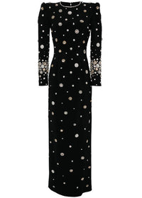 Agrafena Crystal Embellished Maxi Dress In Black