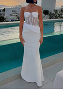 Linaeve Strapless Corset Maxi Two Piece Dress In White
