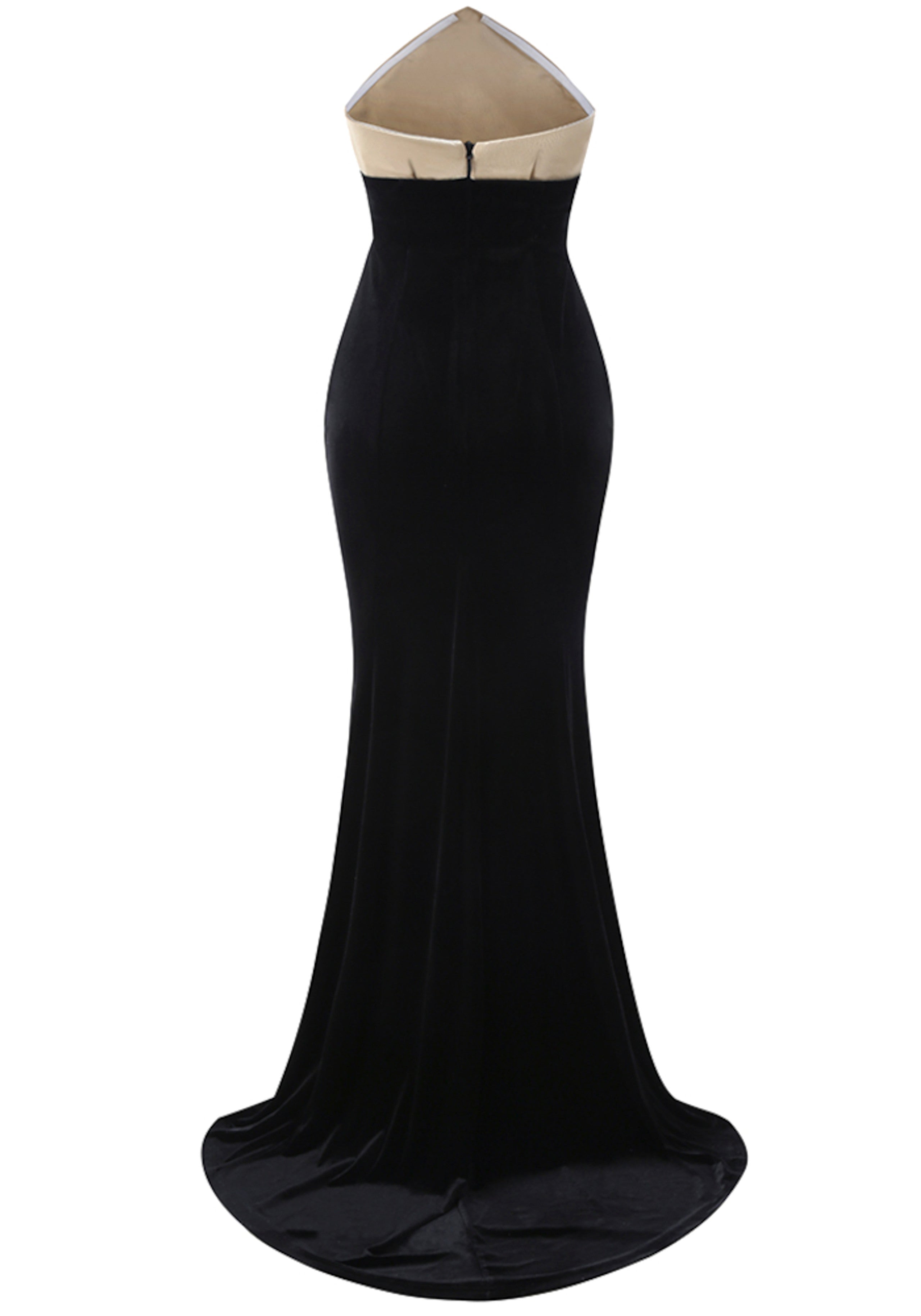 Baelis Strapless Mermaid Maxi Velvet Dress In Black