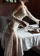 Reika Sequin Maxi Dress In Nude