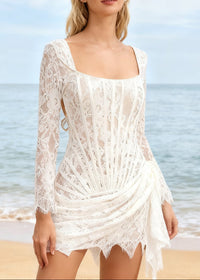 Taldrex Long Sleeve Lace Insert Corset Mini Dress In Black