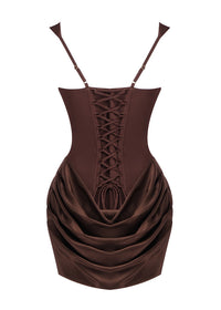 Eames Draped Detail Corset Mini Dress In Brown