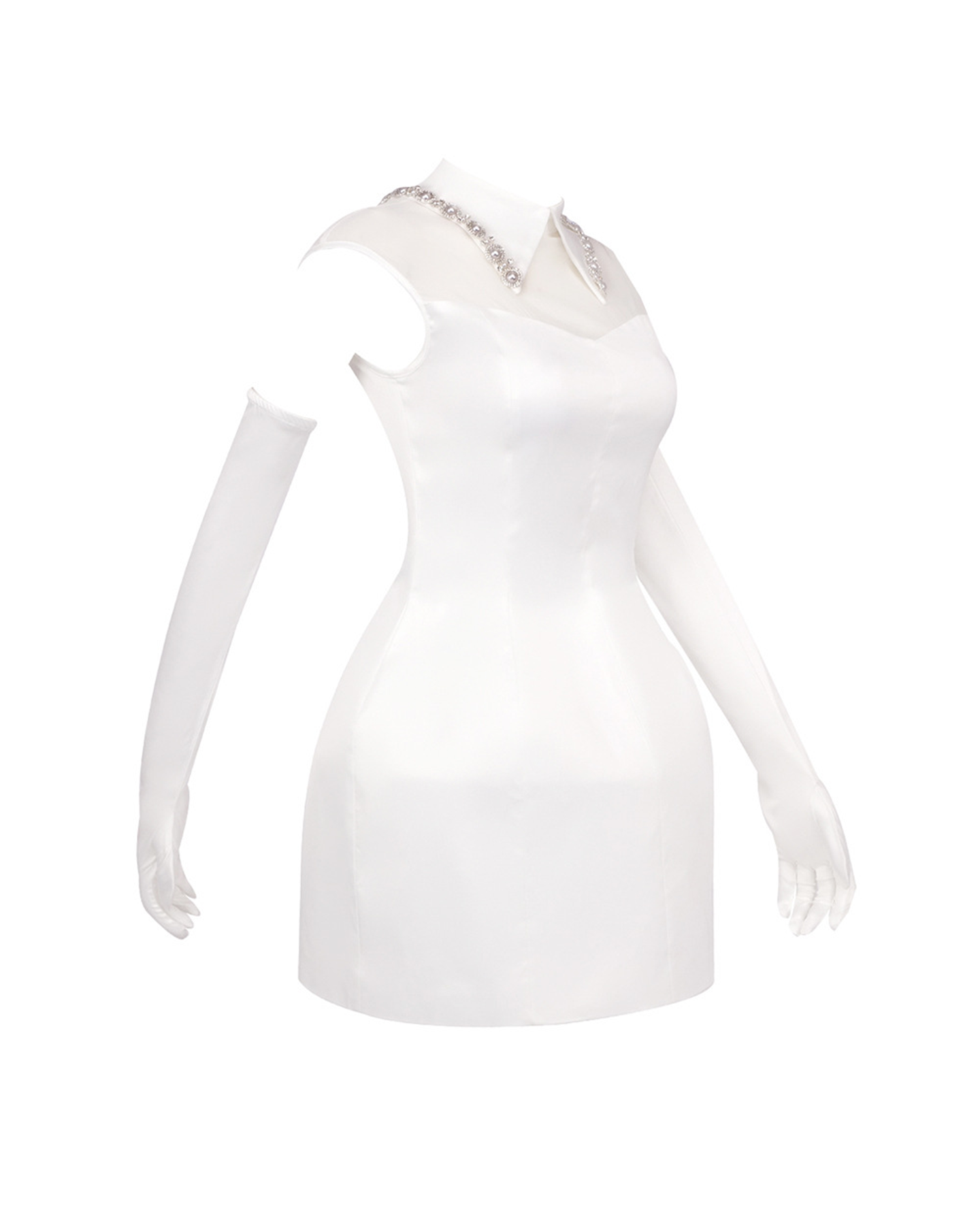 Wieda Tulle Detail Mini Dress In White