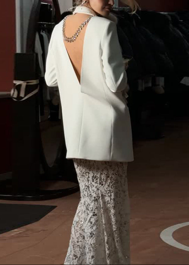 Nedelya Crystal-Embellished Backless Suit Blazer And Maxi Skirt Set