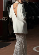 Nedelya Crystal-Embellished Backless Suit Blazer And Maxi Skirt Set