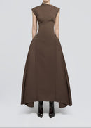 Quintus Sleeveless Irregular Hem Maxi Dress In Brown