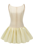 Marika Button A Line Dress In Ivory