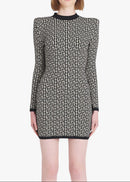 Mystica Short Bicolor Jacquard Mini Dress With Monogram