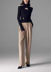 Solene Black Ruched Stretch-Jersey Top