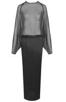 Raelira Long Sleeve Polka Dot Maxi Dress In Black