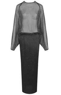 Raelira Long Sleeve Polka Dot Maxi Dress In Black