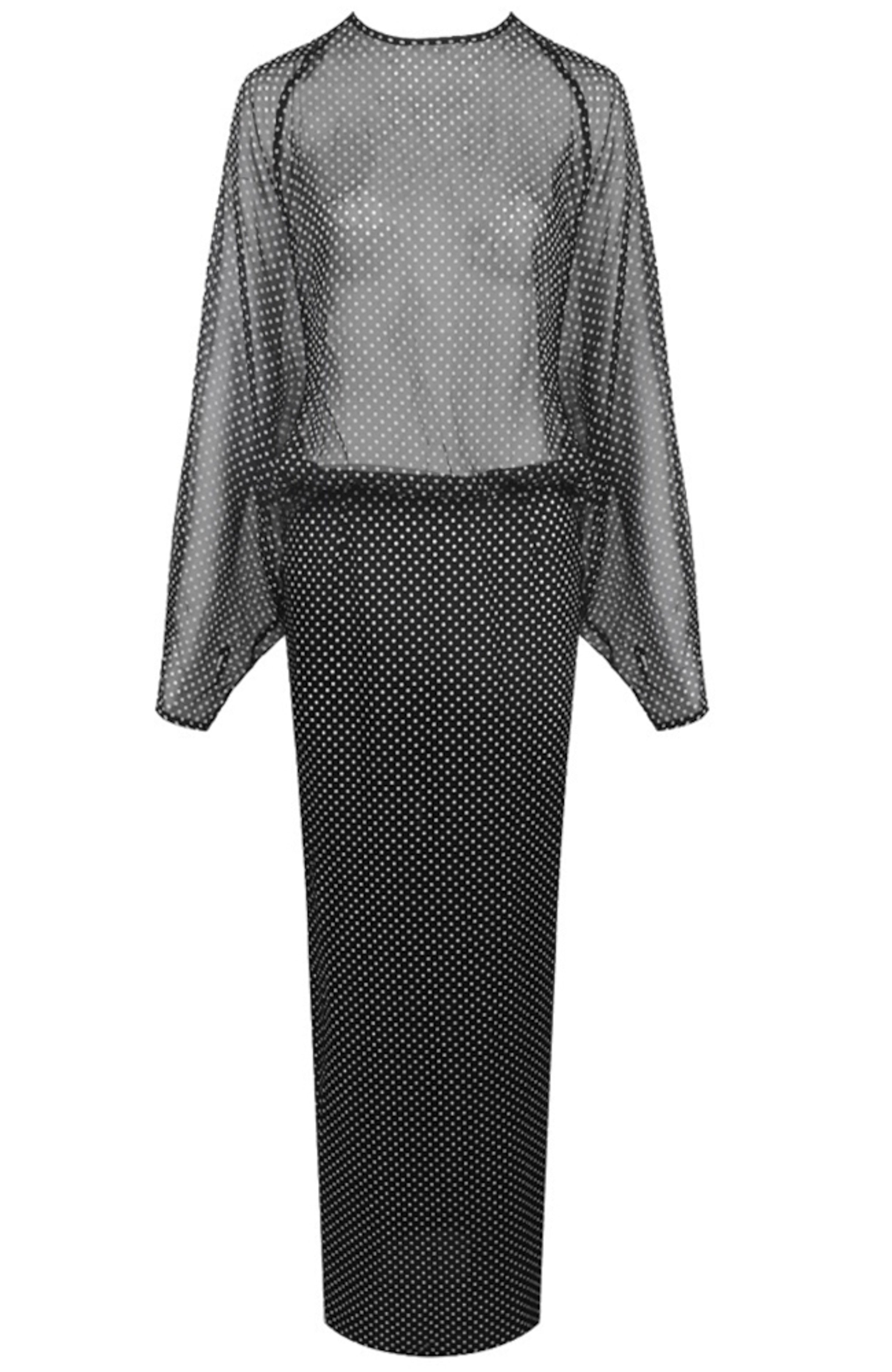 Raelira Long Sleeve Polka Dot Maxi Dress In Black