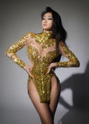 Balaniki Sequin Mesh Mini Dress In Gold