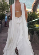 Noelia Strapless Ruffle Maxi Dress In White