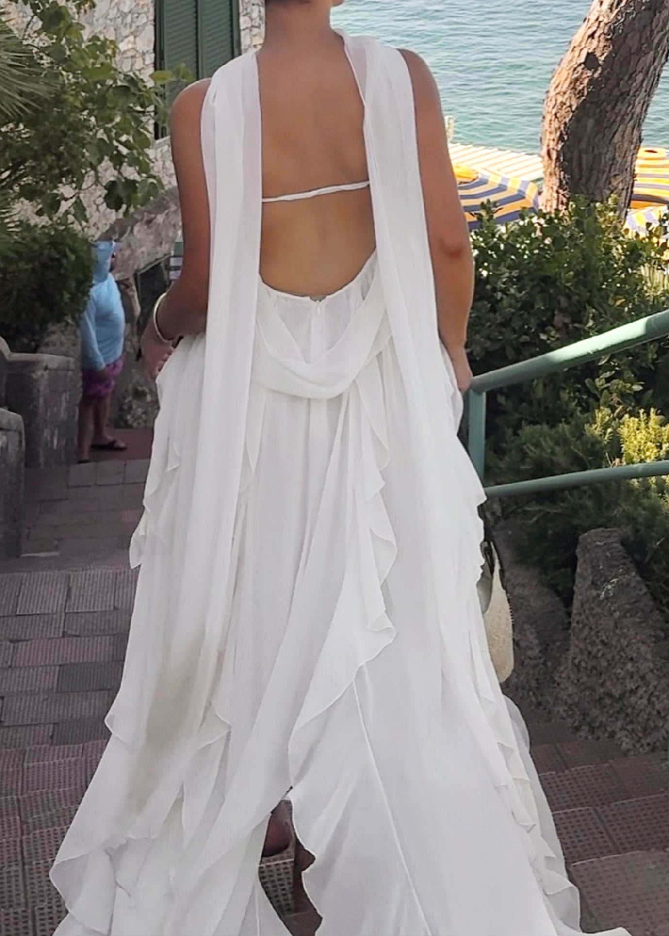 Noelia Strapless Ruffle Maxi Dress In White