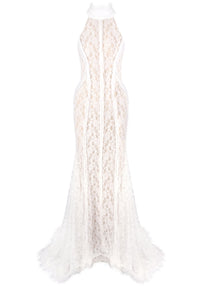 Ngendo Halter Lace Corset Maxi Dress In White