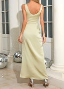 Jamari Draped Maxi Dress In Olive Green