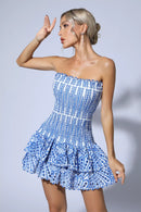 Larry Ruffle Mini Dress In Blue